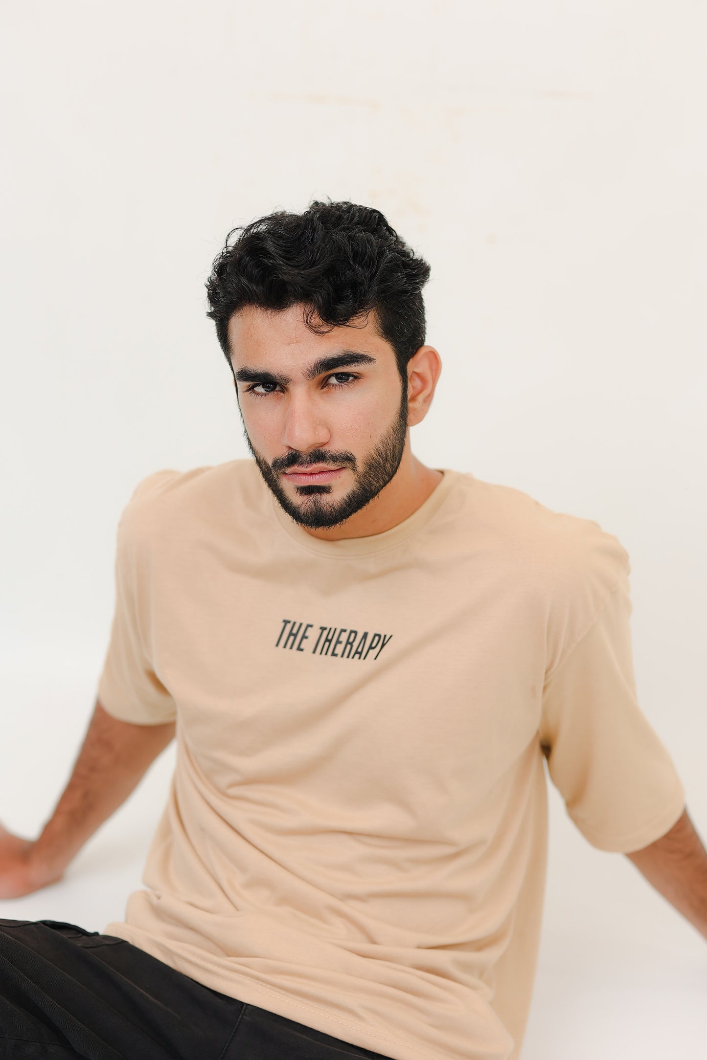 Grounded Shift Tee – Beige Oversized T-Shirt