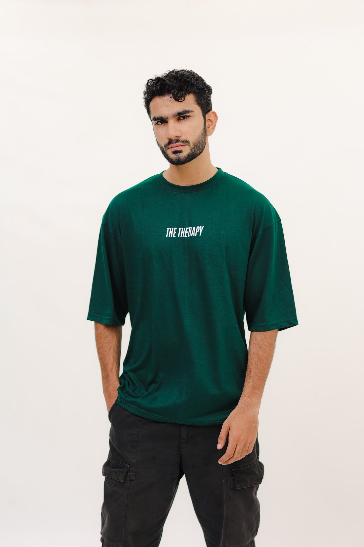 Deep Calm Tee – Bottle Green Oversized Unisex T-Shirt