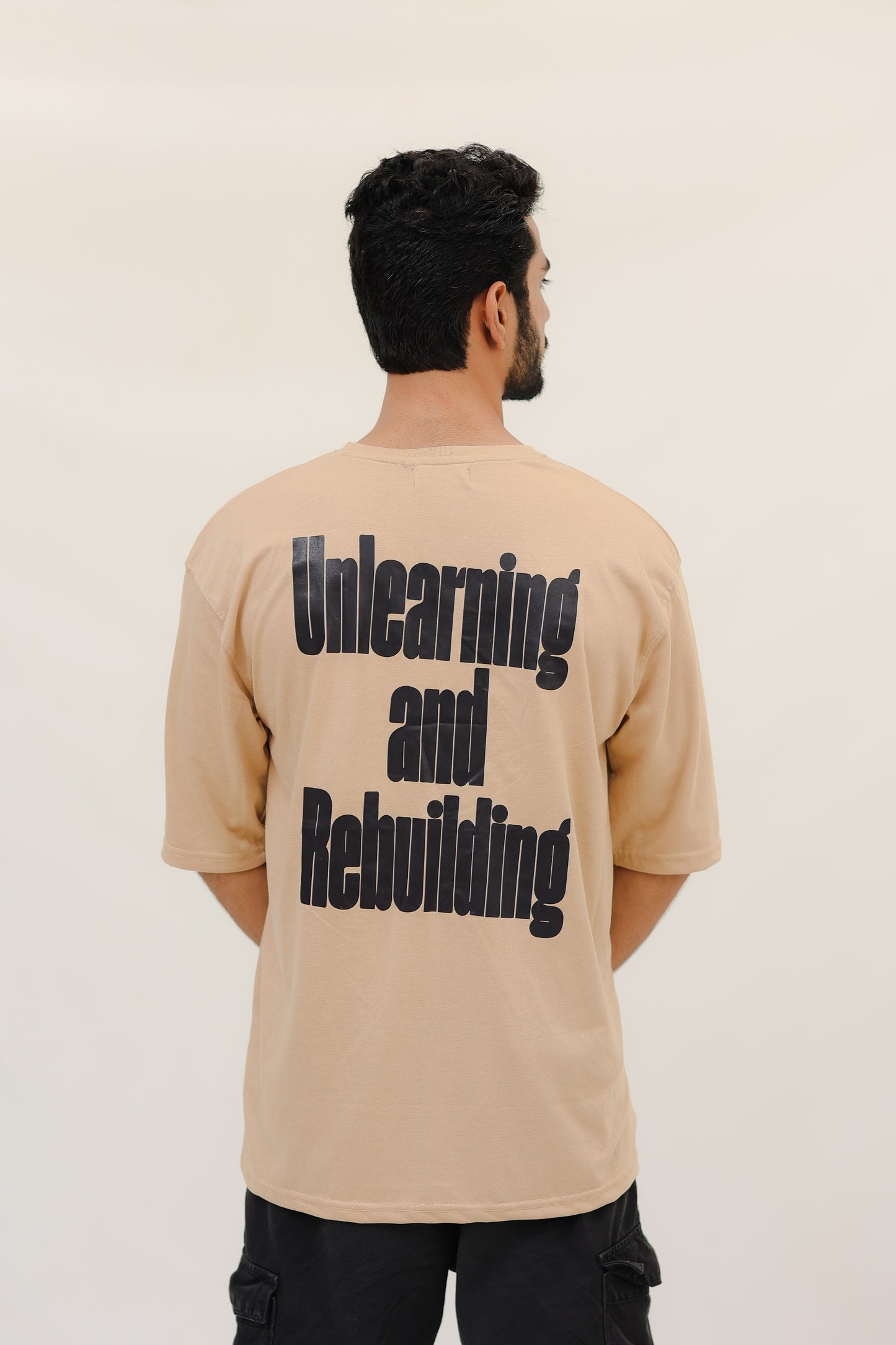 Grounded Shift Tee – Beige Oversized T-Shirt