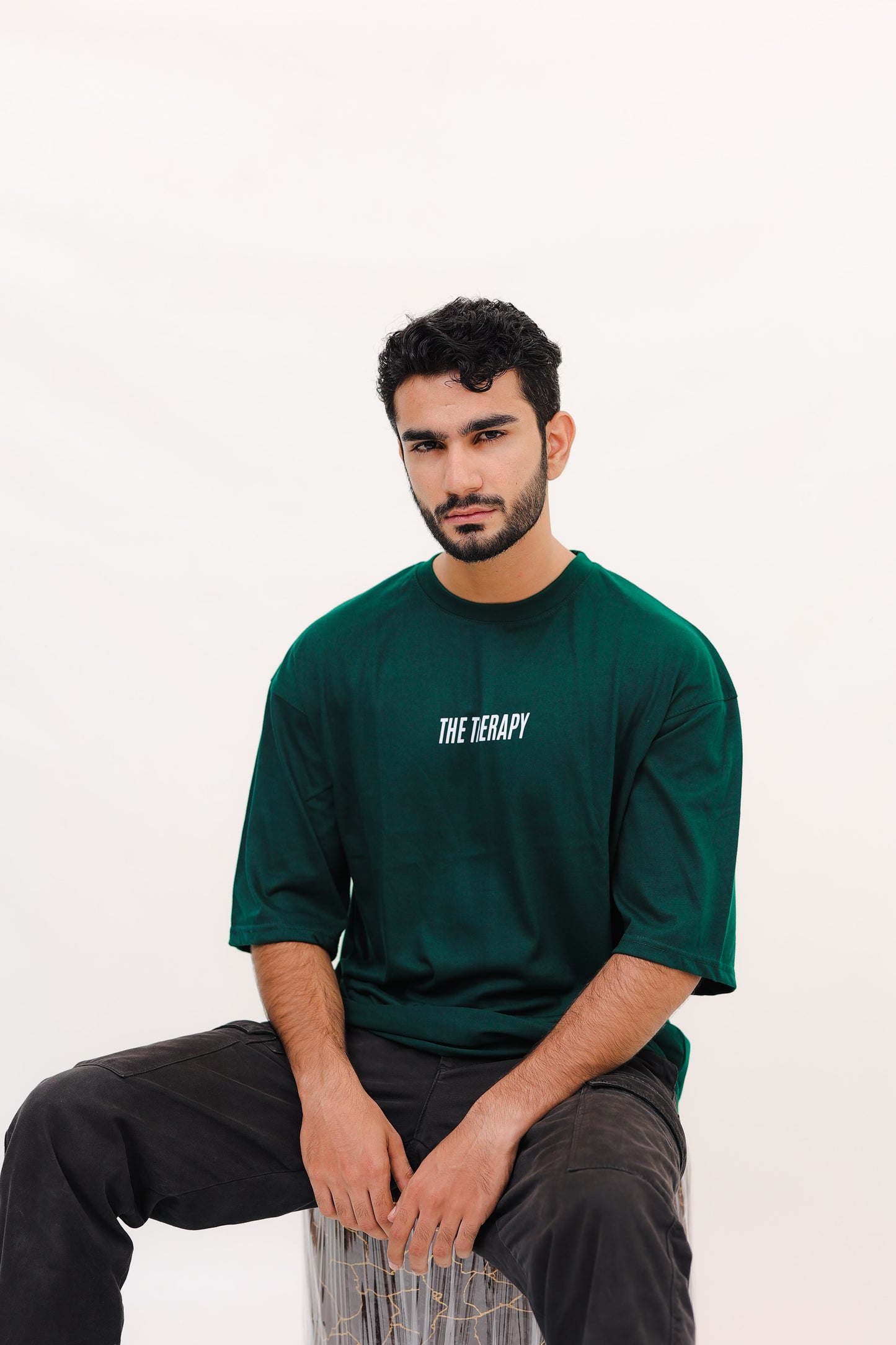 Deep Calm Tee – Bottle Green Oversized Unisex T-Shirt